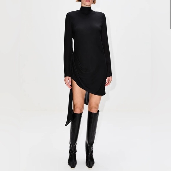 BRANDON MAXWELL $1395 Raina Mini Scarf Neck Draped 100% Silk LBD Dress NWT - Picture 1 of 16